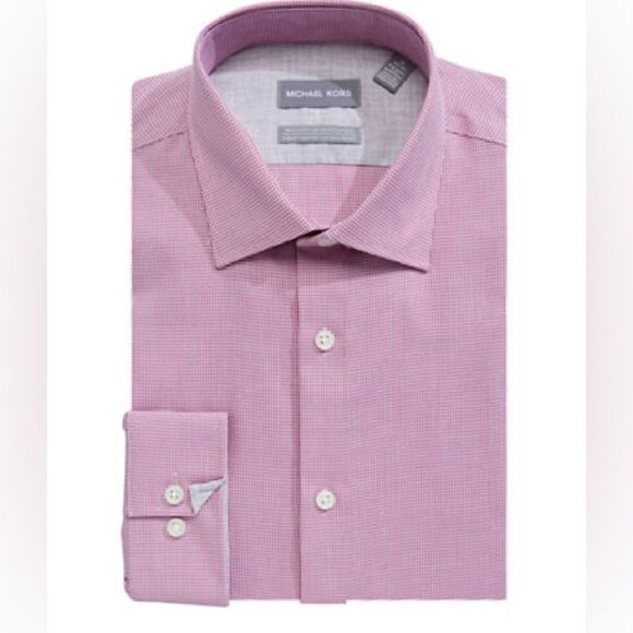 Michael Michael Kors Long-Sleeve Slim Cotton Dress Shirt-PURPLE-15.5-34/35 - Picture 1 of 4